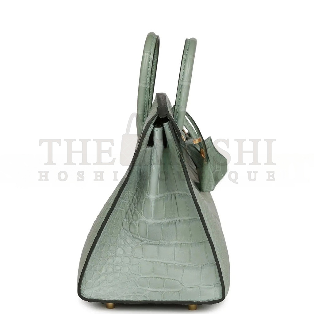 H**me5 MASTER BIRKIN 20 CROCODILE LEATHER MINT GREEN GOLD BUCKLE H041350CK01 (20*15.5*11cm) Master Quality